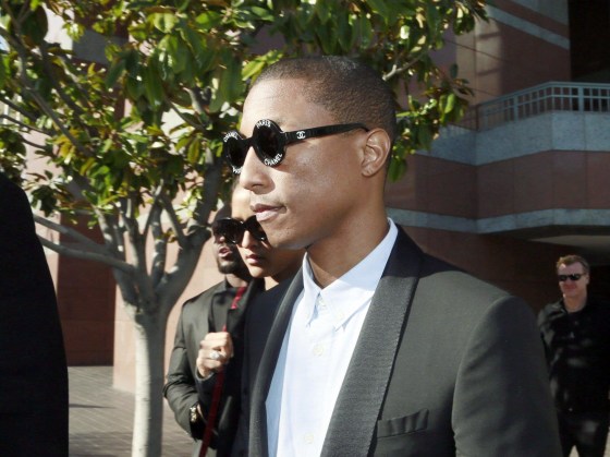 IMAGE: Pharrell Williams leaving court in Los Angeles