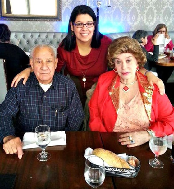 Image: Carmen Cusido with her parents, October 2014