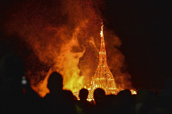 Image: Thousands gather as Burning Man is set alight in Northern Ireland