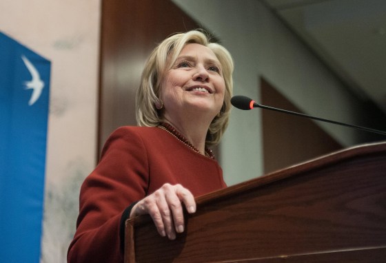 Image: Former US Secretary of State Hillary Clinton speaks at Syracuse Universitys S.I. Newhouse School of Public Communications presentation of the Toner Prize for Excellence in Political Reporting in Washington, DC