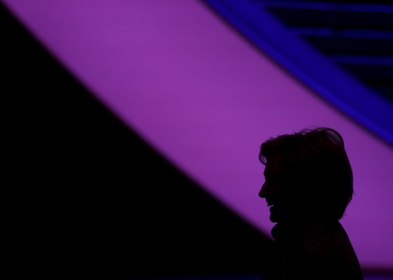 Democratic presidential candidate Hillary Clinton is seen in silhouette after delivering the keynote address at the Women in the World summit in New York April 23, 2015. REUTERS/Shannon Stapleton
