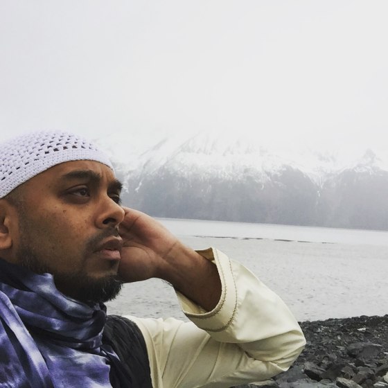Jameel Syed prepares to deliver the call to prayer in Alaska.