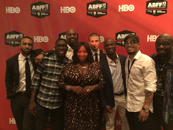 ABFF HBO Short Film Competition Finalists with host Bevy Smith (center) and Dennis Williams of HBO (right of center)