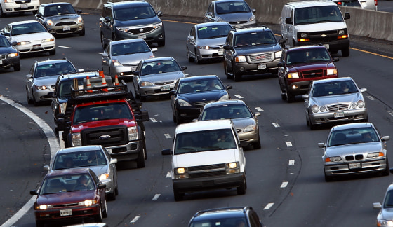 Traffic converges on highway I-495 South just west of the nation's capital on Nov. 23, 2011 in McLean, Virginia.