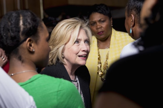 Image: Democratic Presidential Candidate Hillary Clinton Attends Community Meeting In Florissant, MO