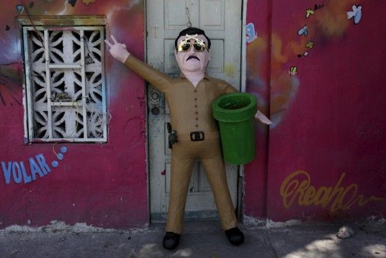 Image: A pinata depicting \"El Chapo\"
