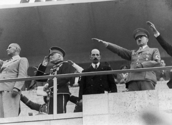 Imge: From right to left: the Fuhrer Adolf Hitler, King Boris III of Bulgaria, Marshal August Von Mackensen and Doctor Frick