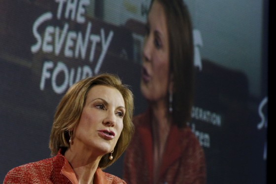Image: U.S. Republican presidential candidate Carly Fiorina speaks at the New Hampshire Education Summit in Londonderry