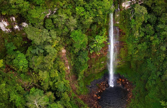 A waterfall in Sierra del Divisor is one of the elements of the largely unexplored natural area in eastern Peru. Photo from March 12, 2014.