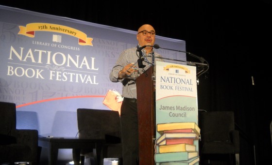  University of Oregon journalism professor and former LA Times reporter Héctor Tobar talking about his book "Deep Down Dark: The Untold Stories of 33 Men Buried in a Chilean Mine, and the Miracle That Set Them Free" at the 15th Annual National Book Festival, September 8, 2015.