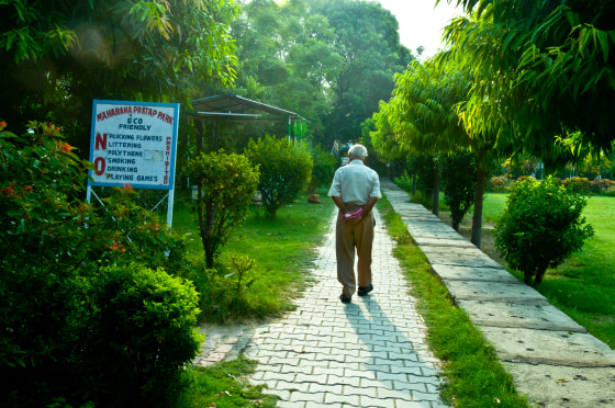 Image: Retired senior citizen doing morning walk