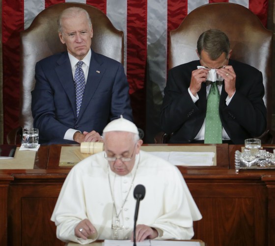 Image: Pope Francis, John Boehner, Joe Biden
