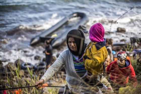 Image: Migrants Arrive On The Beaches Of Lesbos Having Made The Crossing From Turkey