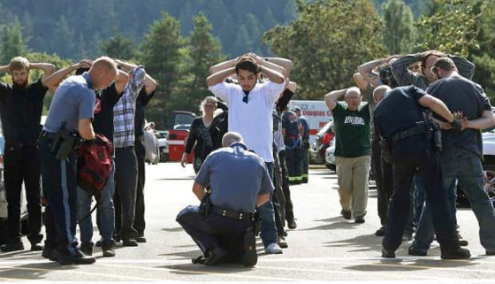 Image: Students searched after shooting on college campus