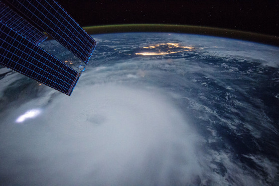 Hurricane Joaquin churns toward the Bahamas in the early morning shot captured on Oct. 2 by NASA astronaut Scott Kelly aboard the International Space Station.