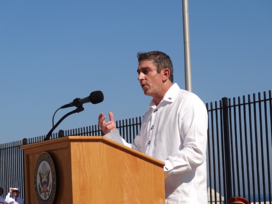 Cuban-American poet Richard Blanco recited his poem titled “Matters of the Sea” on August 14, 2015, during the reopening ceremony of the U.S. embassy in Havana, Cuba.