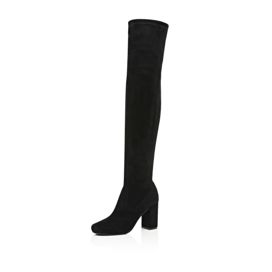 milo black leather chunky scoop toe boots