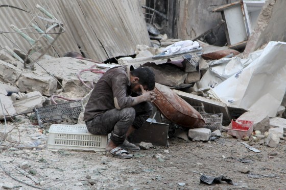 Image: Aftermath of airstrike in Aleppo, Syria, on Sept. 20