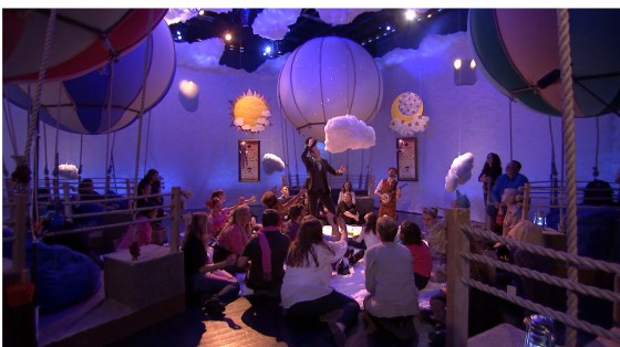 Children watch the final scene of Up and Away.