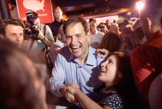 Image: Marco Rubio greets guests gathered for a campaign event