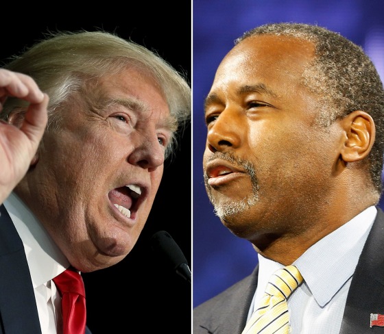 Image: Republican presidential candidates Donald Trump (L) and Ben Carson
