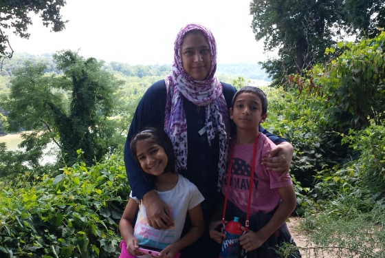 Author Saadia Faruqi and her two children.