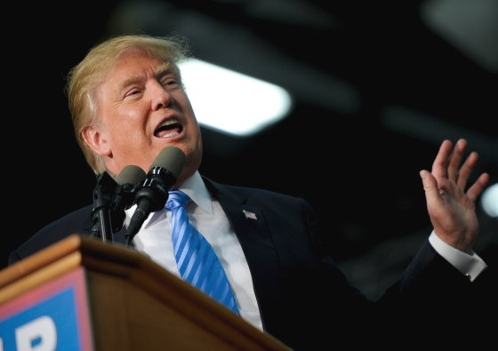 Image: U.S. Republican presidential candidate Trump speaks at a campaign stop in Spencer, Iowa