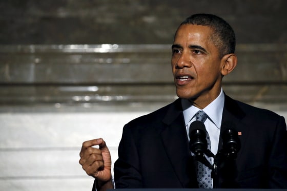 Image: U.S. President Barack Obama delivers remarks at naturalization ceremony at the National Archives Museum in Washington