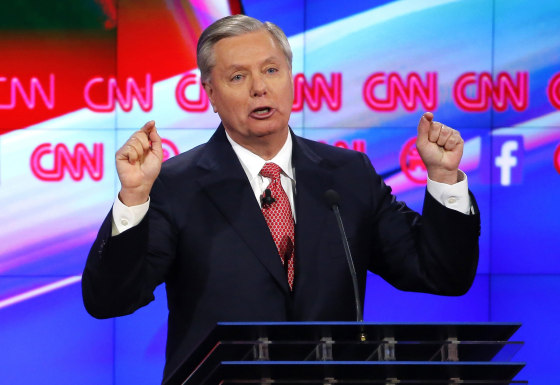 Image: Republican U.S. presidential candidate Senator Lindsey Graham speaks during the Republican presidential debate in Las Vegas