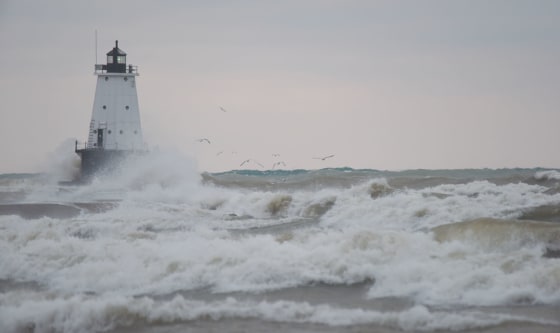 IMAGE: Wind-whipped waves in Ludington, Michigan