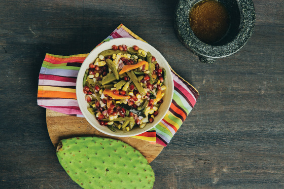 A recipe for Nopales de Colores from Decolonize Your Diet: Plant-based Mexican-American Recipes for Health and Healing by Luz Calvo & Catriona Rueda Esquibel. Published by Arsenal Pulp Press, 2015.