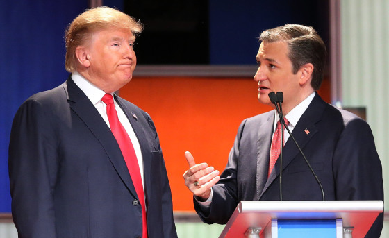 Image: Republican presidential candidates Donald Trump and Sen. Ted Cruz