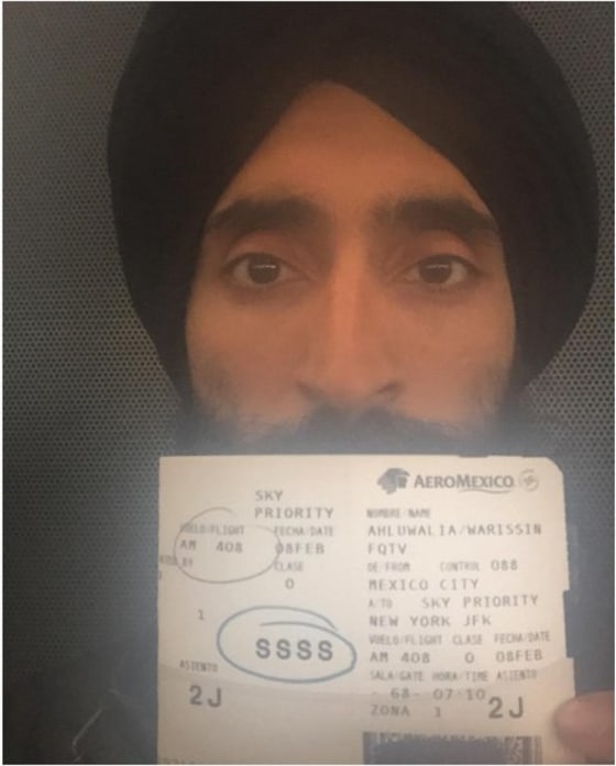 Waris Ahluwalia, a Sikh-American designer and actor, posted this photo after he said he was told he could not board his flight from Mexico City because of his turban.