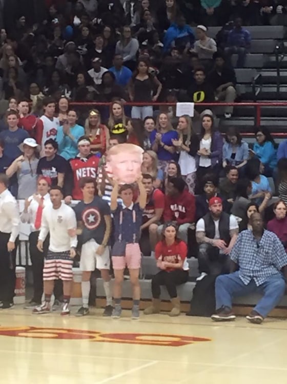 Donald Trump sign at game