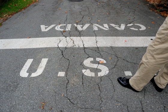 Image: U.S.-Canadian border in Derby Line, Vt
