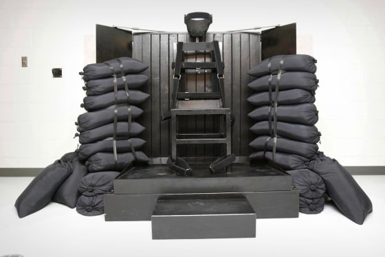 Image: The execution chamber at the Utah State Prison after Ronnie Lee Gardner was executed by firing squad