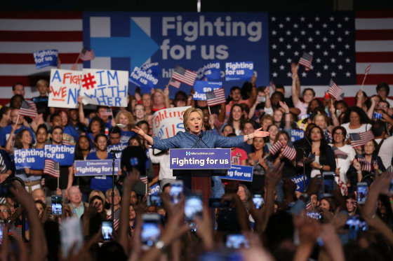 Image: Democratic Presidential Candidate Hillary Clinton Holds Primary Night Event In Florida