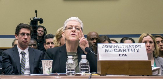 Image: Michigan Gov. Rick Snyder and Gina McCarthy, administrator of the Environmental Protection Agency, while testifying before the House Oversight and Government Reform Committee regarding the Flint, Mich., water contamination crisis, on Capitol Hill.