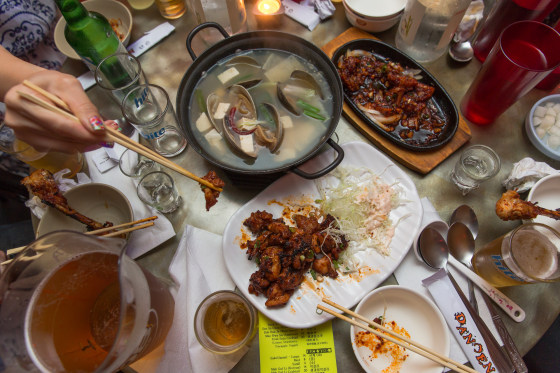 A Koreatown bar food scene in Chicago from "Koreatown," a cookbook detailing traditional recipes.