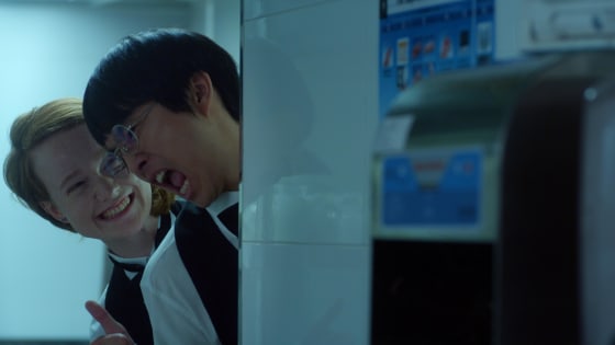 Seth and Claire, played by Justin Chon and Liv Hewson, in a still from "Dramaworld," which premieres April 16 on the web-streaming service Viki.