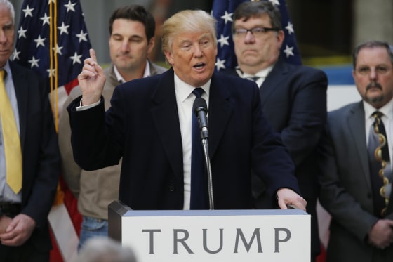Image: Republican U.S. presidential candidate Trump speaks during news conference in Washington
