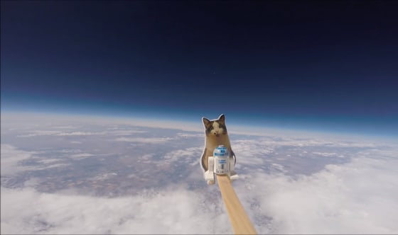 The Loki Lego Launcher's \"crew\" reaches the stratosphere.