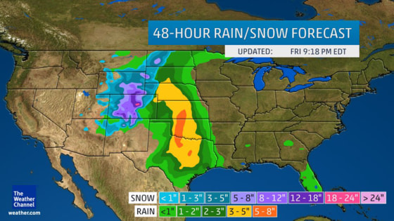 Image: The map shows the rain and snow forecast for the next 48 hours.