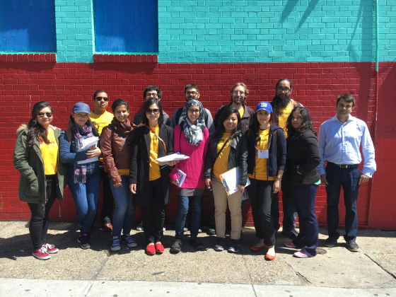 Volunteers with Chhaya prepare to go door-knocking April 16, 2016, to get out the vote for New York's Democratic and Republican primaries.