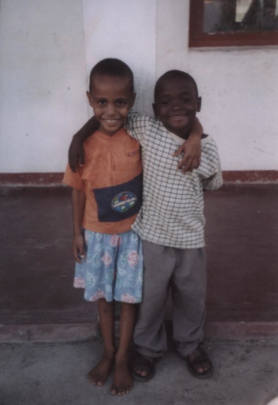Afonso Slater (right) and Kelvin Lewis as young boys in a Mozambique orphanage.