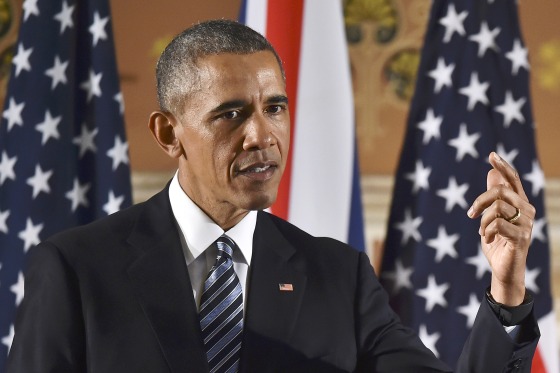 Image: Obama speaks during a press conference