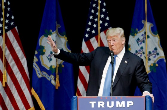 Image: U.S. Republican presidential candidate Trump speaks to supporters during a campaign rally at Crosby High School, in Waterbury, Connecticut, U.S.