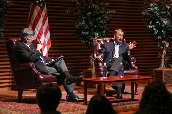 Former Speaker of the House John Boehner speaks at Stanford University on April 27, 2016.