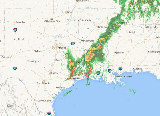 Radar map shows weather over Texas on April 30.