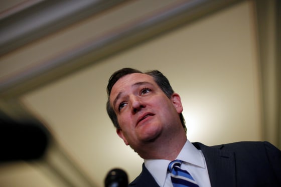 Image: Former Republican presidential candidate Sen. Ted Cruz talks to the media outside of his Senate office on Capitol Hill in Washington, U.S.